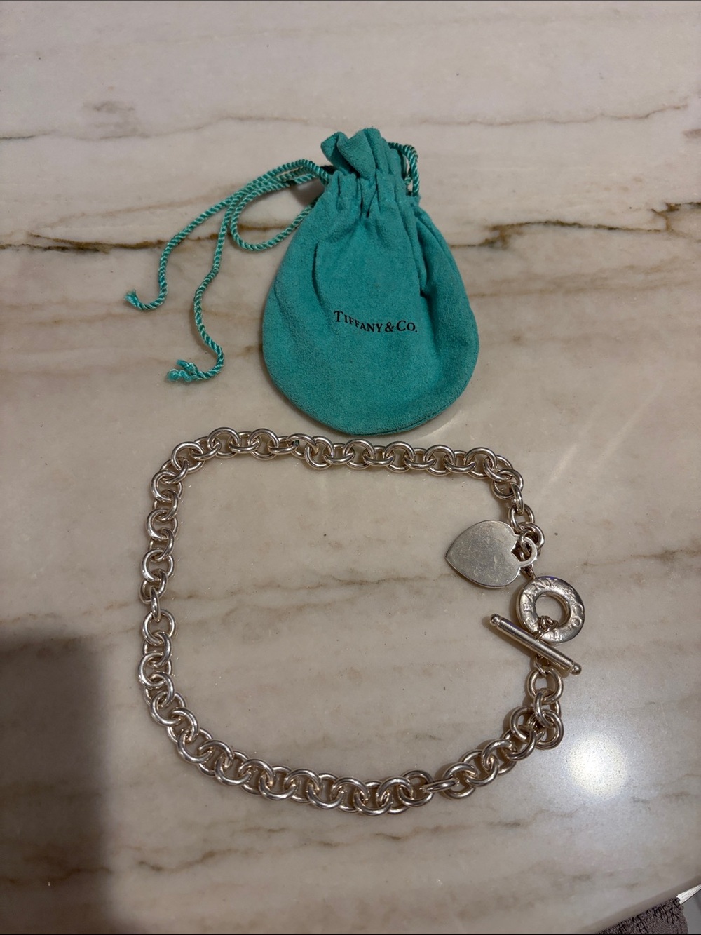 Tiffany & Co. Sterling Silver Toggle Chain Bracelet with Signature Blue Pouch